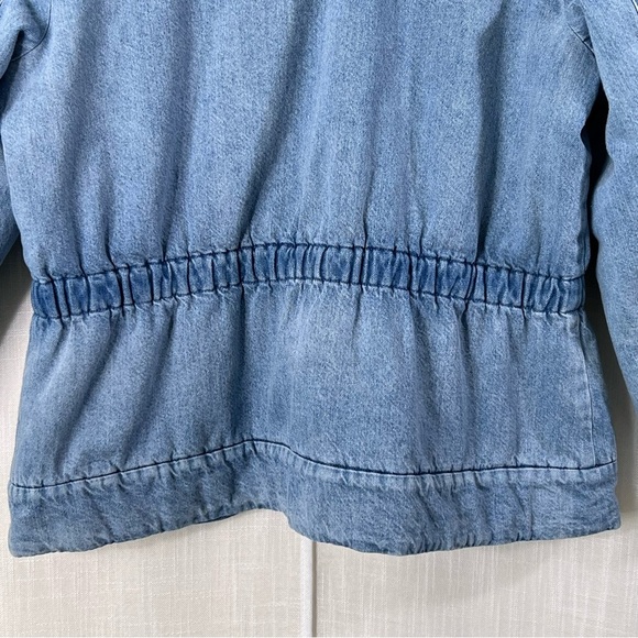 J.Jill Pure Jill Indigo Curved Hem Cotton Denim Jacket Coat Size LP - Picture 11 of 16
